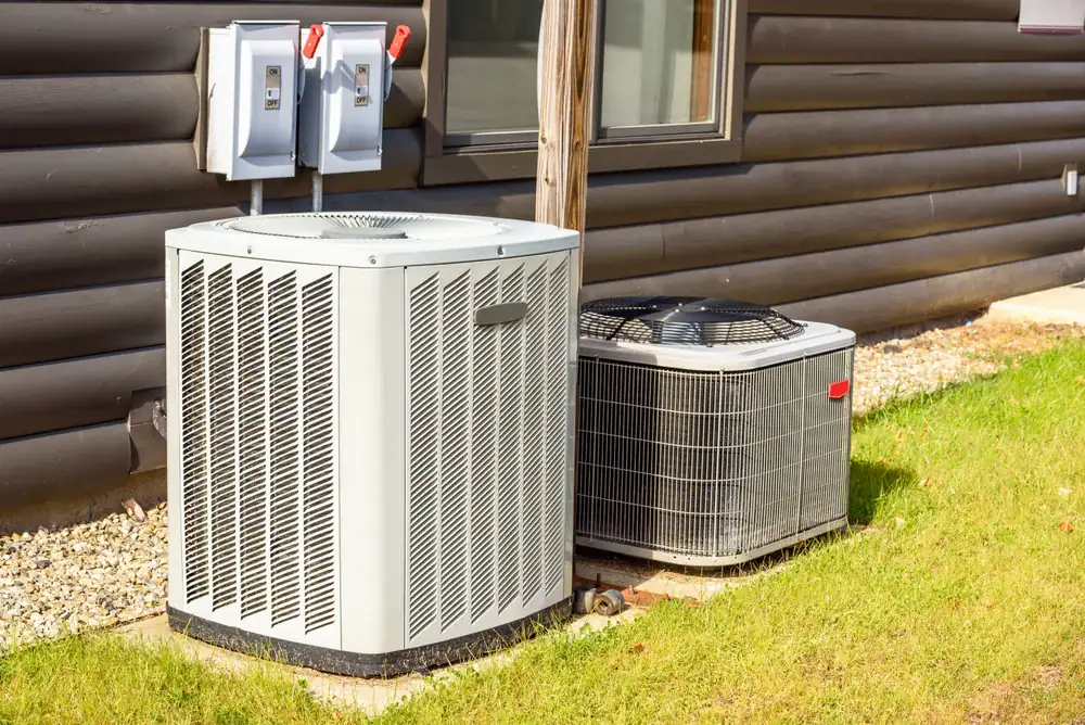 Outdoor AC units installed at a cabin in San Francisco County, California, showcasing Sugar Bear Home Services' efficient cooling solutions for residential properties